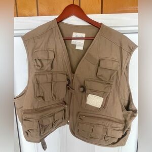 Able Tan Cotton Utility Vest with Label Detail